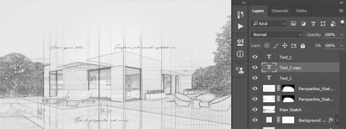 آموزش ایجاد افکت اسکچ معماری در فتوشاپ